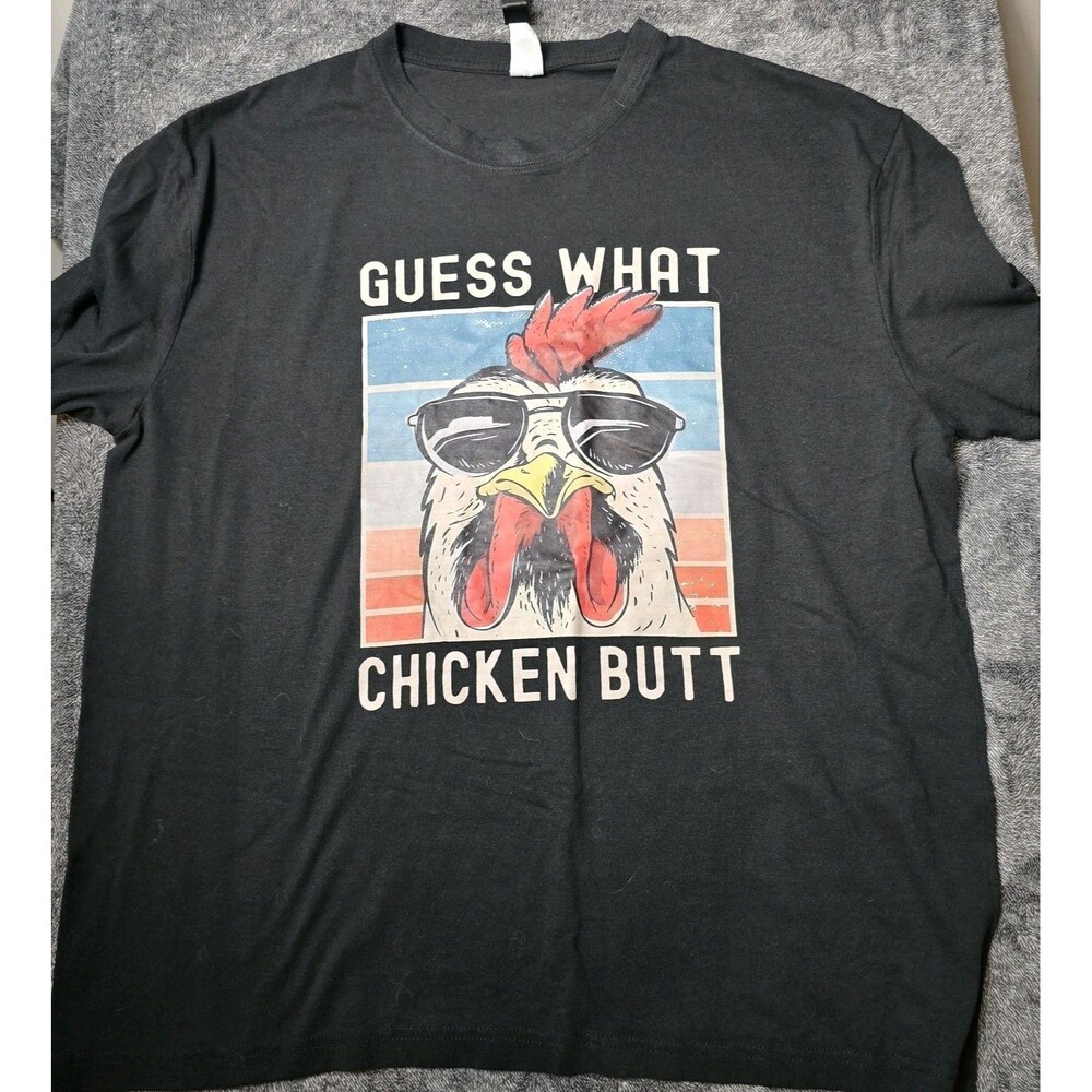 Chicken Meme Design Guess What Chicken Butt T-Shirt Unisex XL 100% Cotton